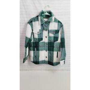 Avec Les Filles Plaid Shacket in Hunter Green, sz Small